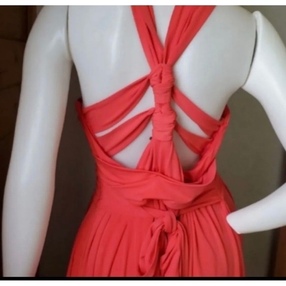 Halston Heritage Sz 2 Long Criss Cross Knot Halter Red Gown Formal Dress NWT NEW - Picture 7 of 14